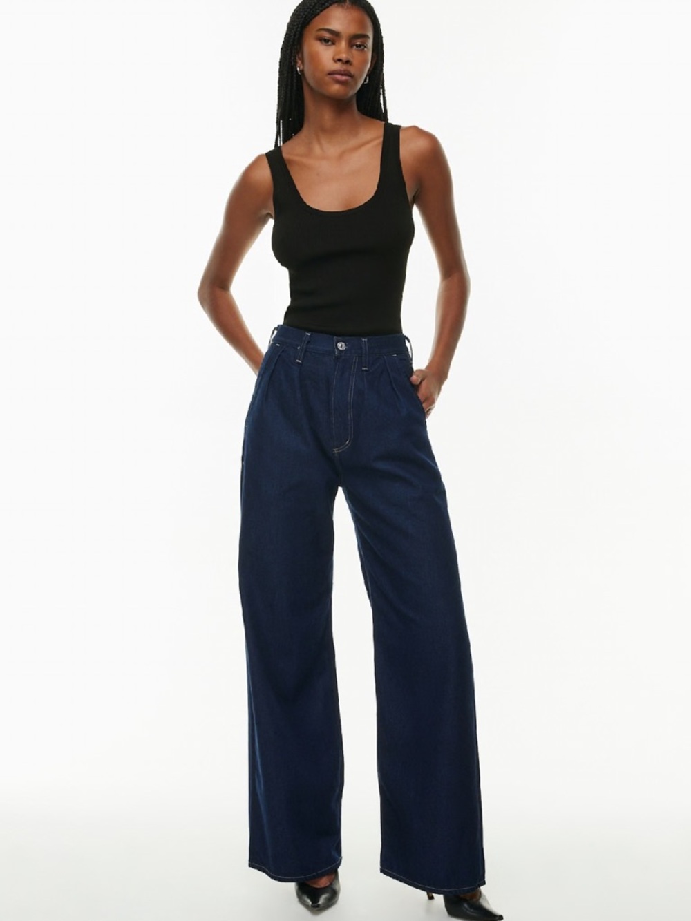 Citizens of Humanity Maritzy Aritzia Indigo Pleated Wide-Leg Pleated Jeans sz 23